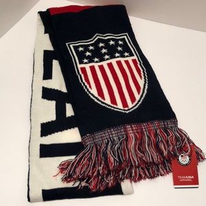 NWT Team USA Olympics Scarf Olympics Apparel Red White Blue Fringe Trim Winter